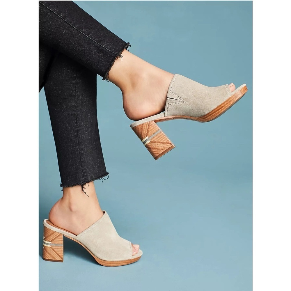 Frye • Blake Sedona Mules sandal block heel taupe suede leather southwest boho